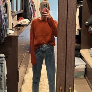 JENNI KAYNE CASHMERE FISHERMAN SWEATER IN RUST